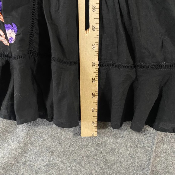 Free People Dress Medium Black Pavlo Emroidered Smock Short Sleeve A-Line Boho - Picture 11 of 13